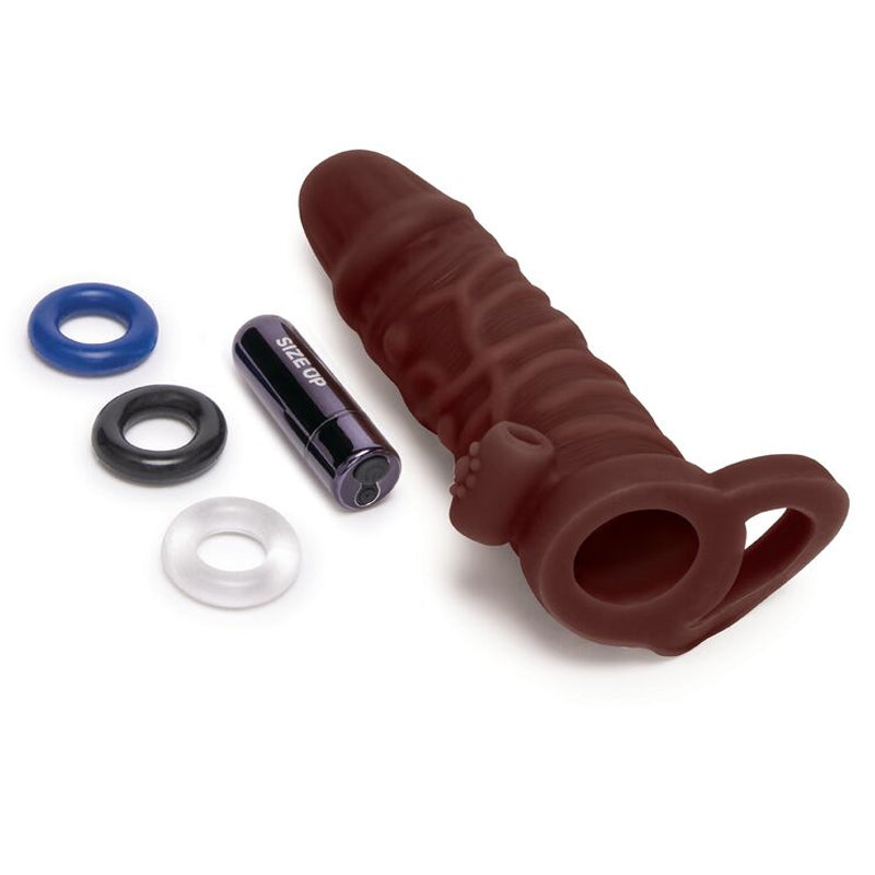 One Inch Vibrating Realistic Penis Extender With Ball Loop