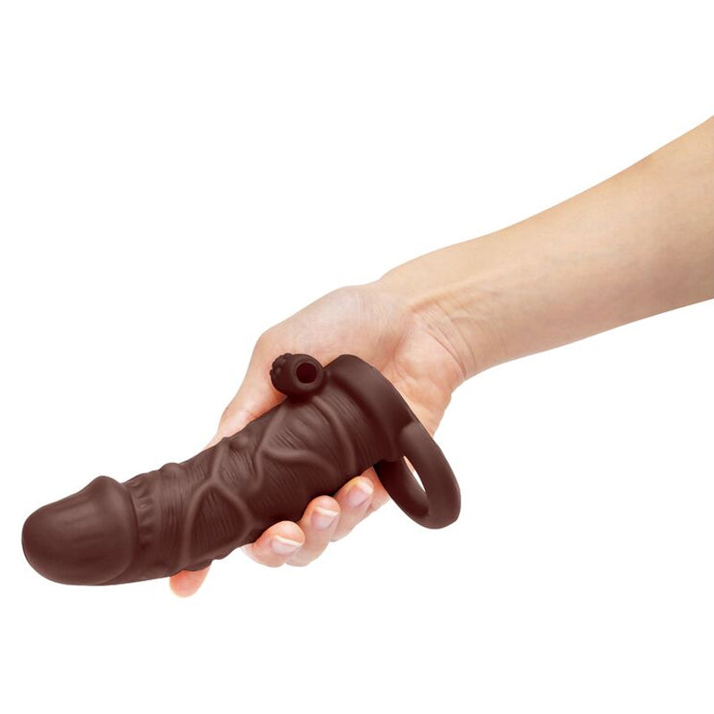 One Inch Vibrating Realistic Penis Extender With Ball Loop