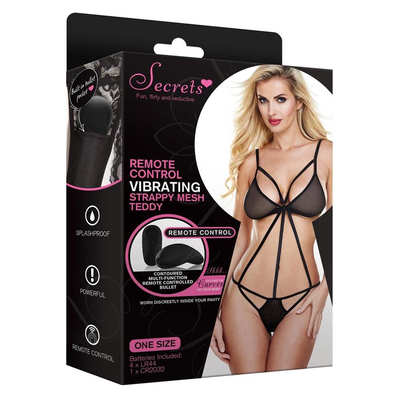 Remote Controlled Vibrating Extra Strappy Lace Teddy