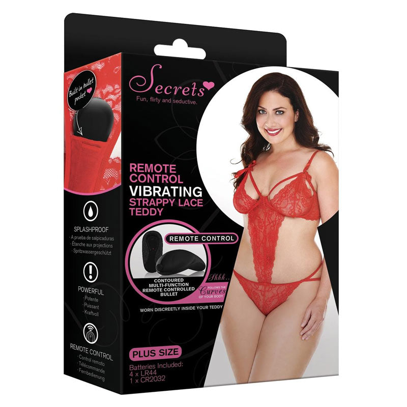 Remote Controlled Vibrating Strappy Lace Teddy