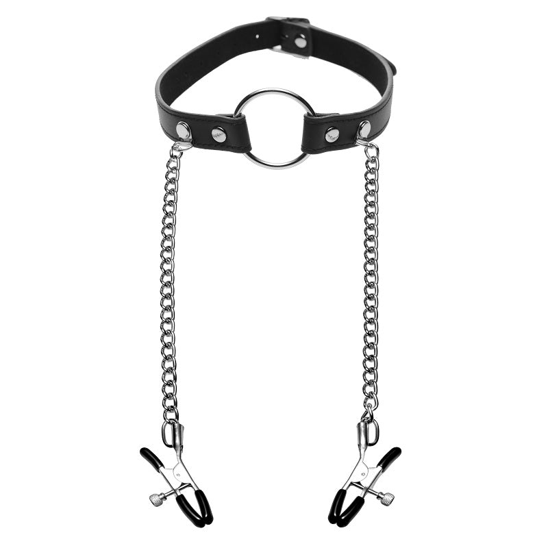 Seize O-Ring Gag With Nipple Clamps