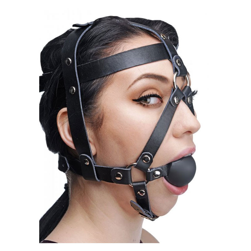 Leather Head Harness with Ball Gag