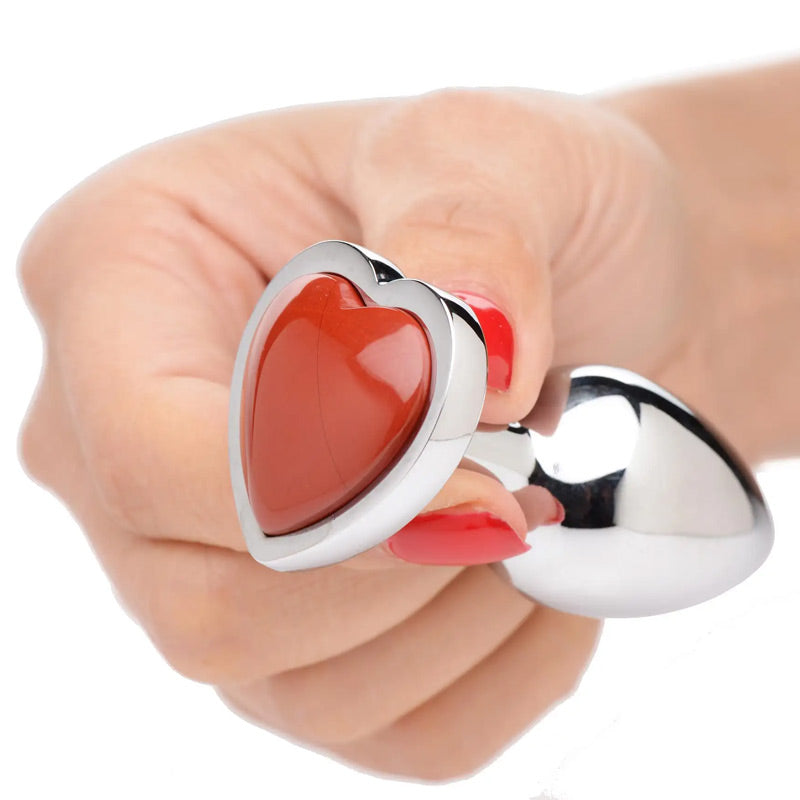Booty Sparks Gemstones Red Jasper Heart Anal Plug