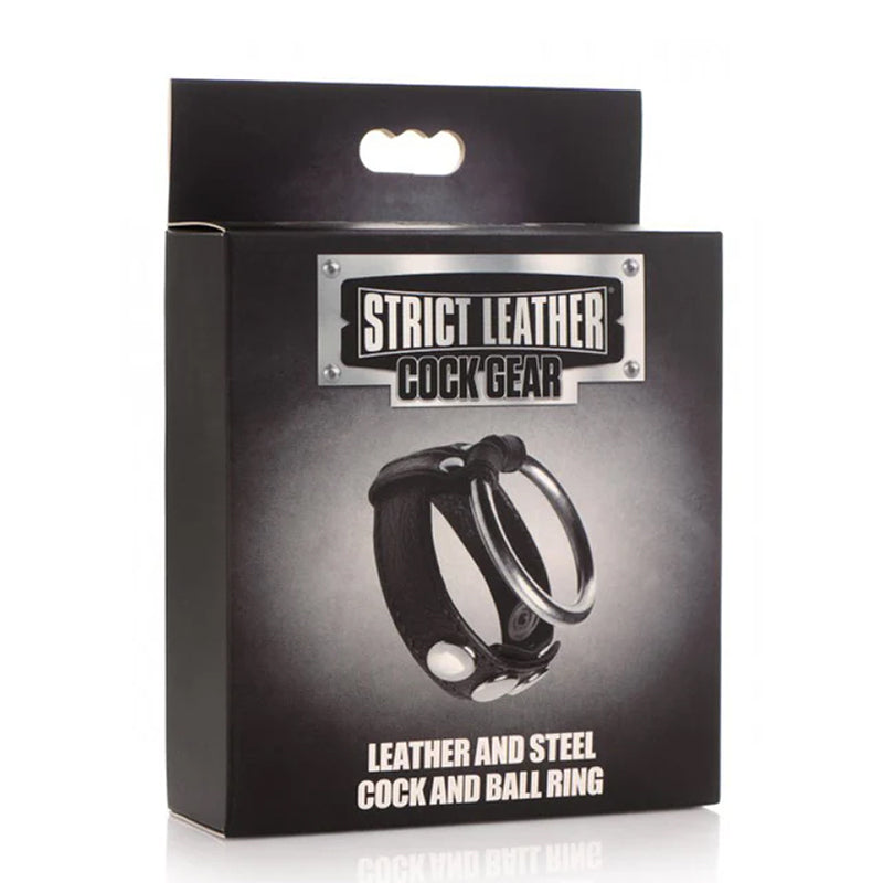 Cock Gear Leather and Steel Cock &amp; Ball Ring