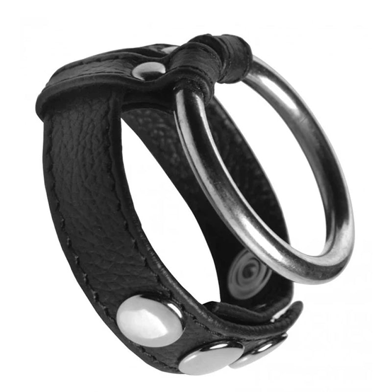 Cock Gear Leather and Steel Cock &amp; Ball Ring