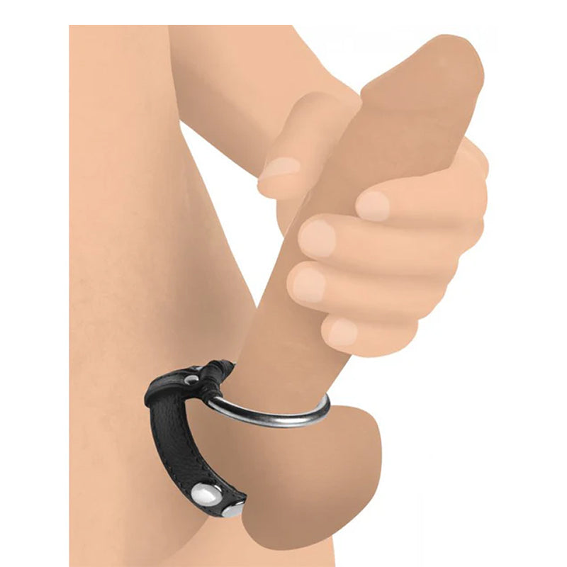 Cock Gear Leather and Steel Cock &amp; Ball Ring
