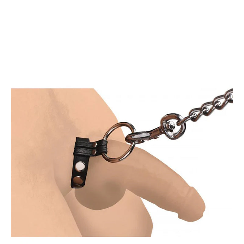 Cock Gear Leather and Steel Cock &amp; Ball Ring