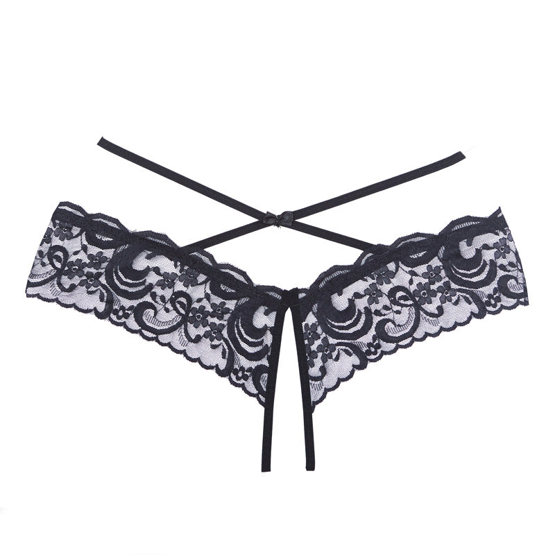 Allure Open Floral Panty With Lace Band &amp; Criss Cross Waist Straps