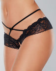 Allure Open Floral Panty With Lace Band & Criss Cross Waist Straps