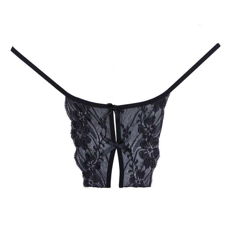 Allure Lace Open Panty With Double Mini Bow Detail In The Front And Back