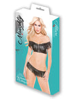 Naughty Faux Leather Off Shoulder Top & G String Set