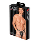 Noir Mens Strappy Faux Leather Look Thong