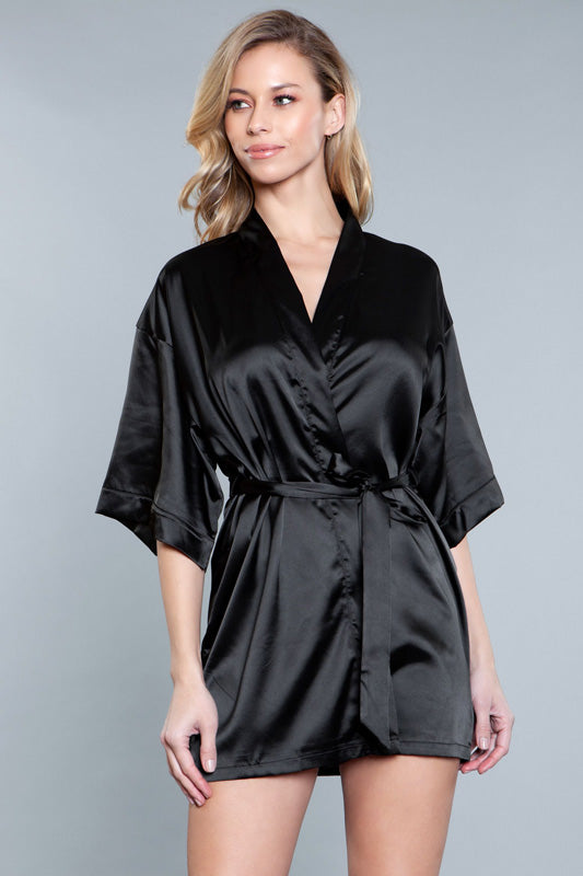 Satin Robe With Satin Front Ties