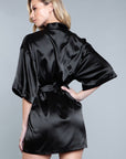 Satin Robe With Satin Front Ties