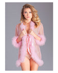 Sheer Robe With Feather Trim