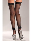Lycra Stay-up Fishnet Thigh Highs With Back Bow