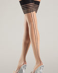 Multi-Stripe Top Thigh Highs With Back seam