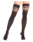 Opaque Thigh Highs With Net Embellishment