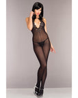 Opaque Bodystocking With Lace Front Keyhole
