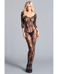 Scooped Neck Long Sleeve Crotchless Bodystocking