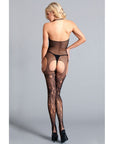 Halter Suspender Bodystocking With Lace Thigh Highs
