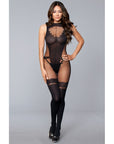 Crotchless Open Back Bodystocking With Thigh Highs