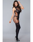 Crotchless Open Back Bodystocking With Thigh Highs