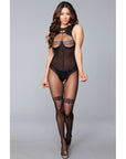 Crotchless Open Back Bodystocking With Lines