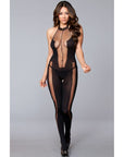 Halter Neck Crotchless Bodystocking With Cut Outs