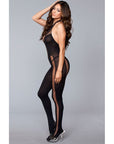 Halter Neck Crotchless Bodystocking With Cut Outs