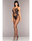 Opaque Crotchless Bodystocking With Lace