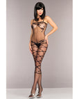 Opaque Fancy Floral Bodystocking