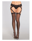 Criss-cross Lace Garter With Attached Sheer Thigh Highs
