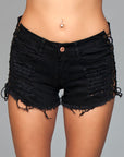 Denim Shorts With Lace Up Sides
