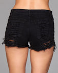 Denim Shorts With Lace Up Sides