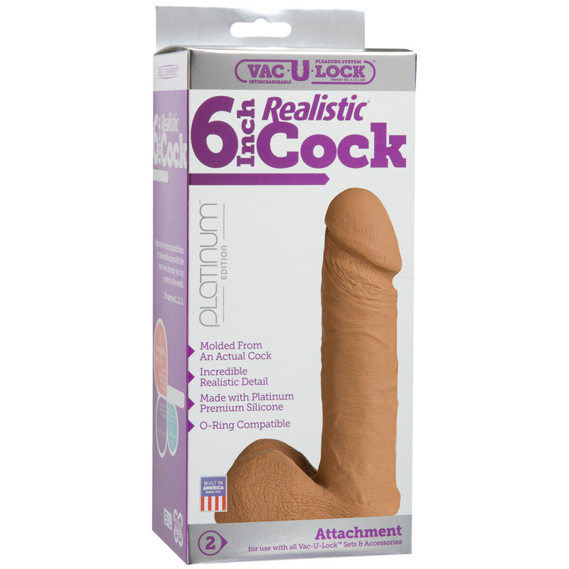 Vac-U-Lock Platinum Realistic 6 Inch Cock - Non-retail Packaging