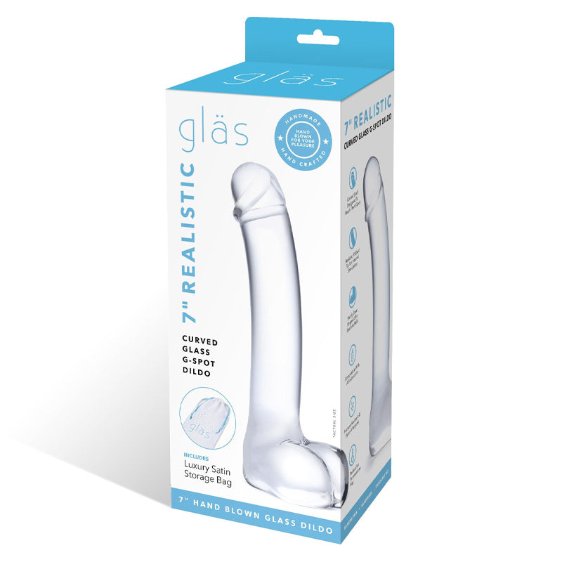 7 Inch Realistic Curved Glass G-Spot Dildo