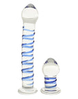 Double Penetration Glass Swirly Dildo & Buttplug Set