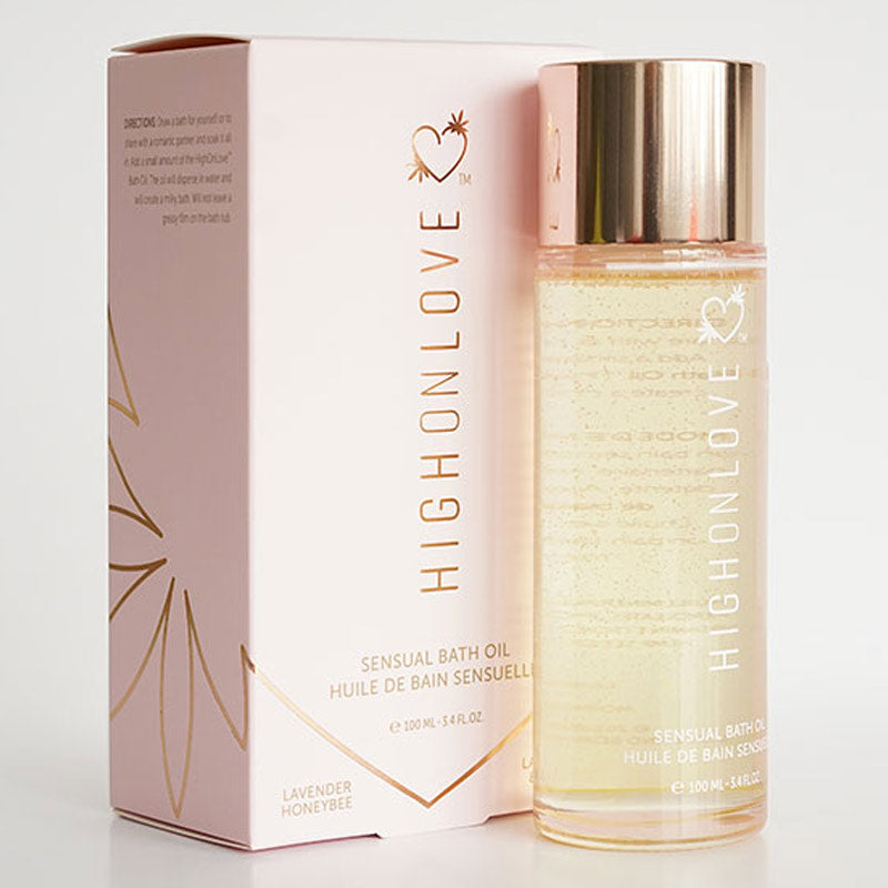 High On Love Sensual CBD Bath Oil Lavender Honeybee 3.4Oz.