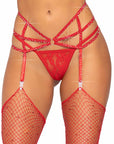 Leg Avenue - Strappy Elastic Rhinestone Garter Belt With O-Ring