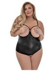 Matte Onyx Cupless Chemise with attached Crotchless Panty