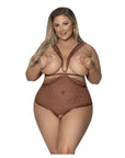 Caramel Kiss Cupless And Crotchless Teddy with Open Back