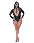 Liquid Onyx Long Sleeve Teddy with Harness Caging
