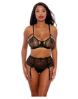 Popsi Sparkle Mesh Bra Set With Garter