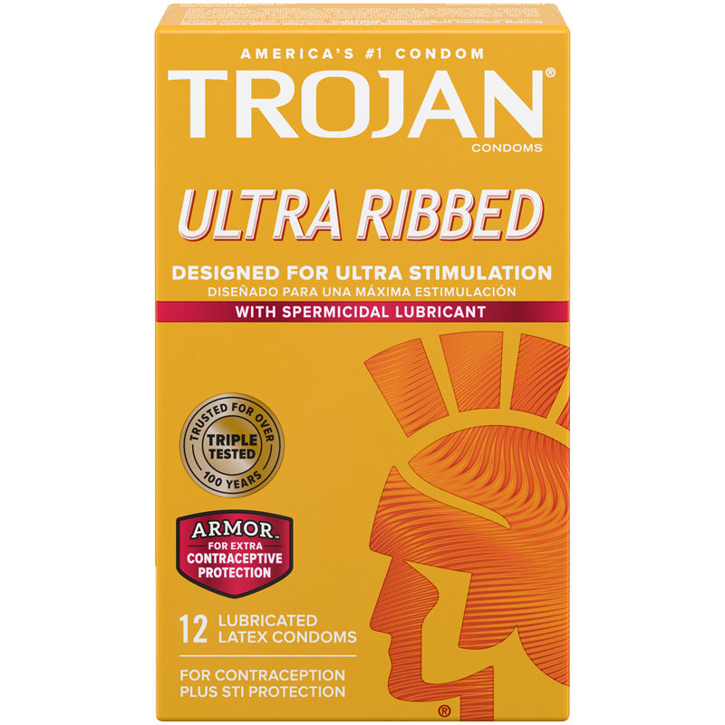 Trojan Ultra Ribbed Spermicidal Armor Condoms