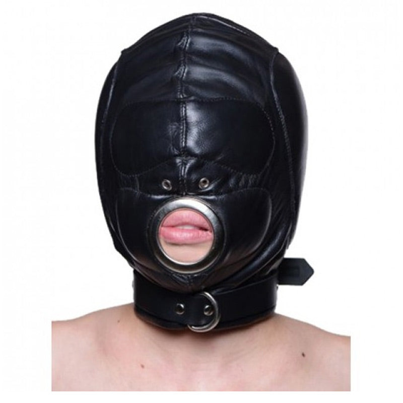 Leather Padded Hood with Mouth Hole