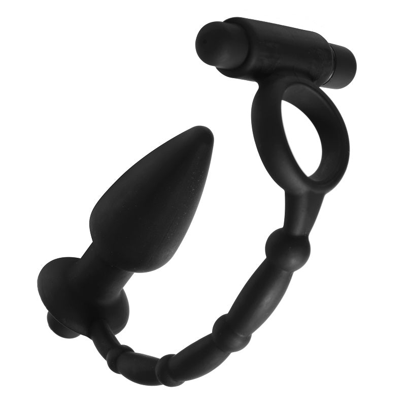 Viaticus Vibrating Cock Ring With Anal Vibe Plug