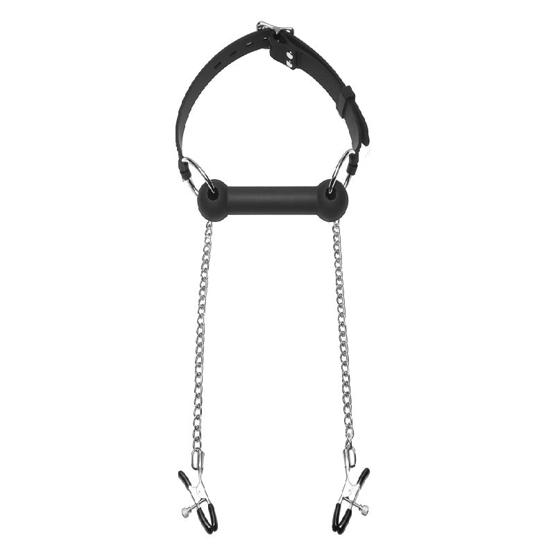 Equine Silicone Bit Gag With Nipple Clamps