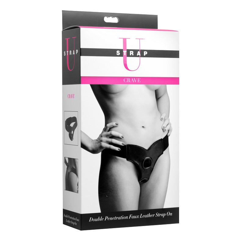 Crave Double Penetration Faux Leather Strap On