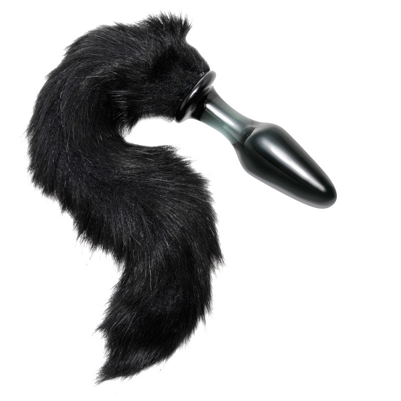 Midnight Fox Glass Butt Plug with Tail